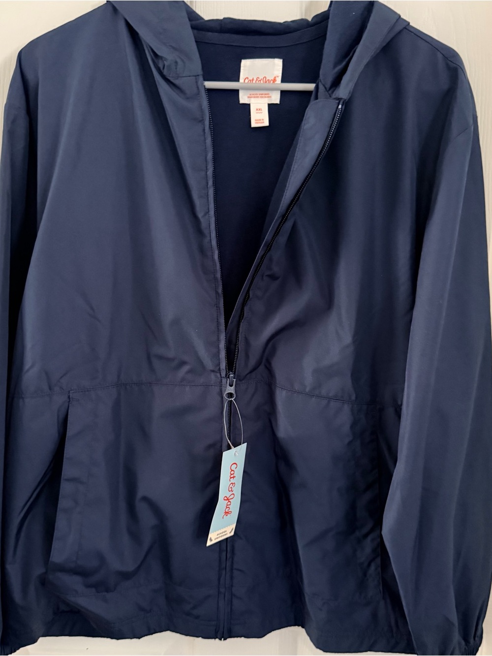 Cat & Jack Kids Navy Uniform Hooded Windbreaker Jacket NWT - Picture 2 of 6